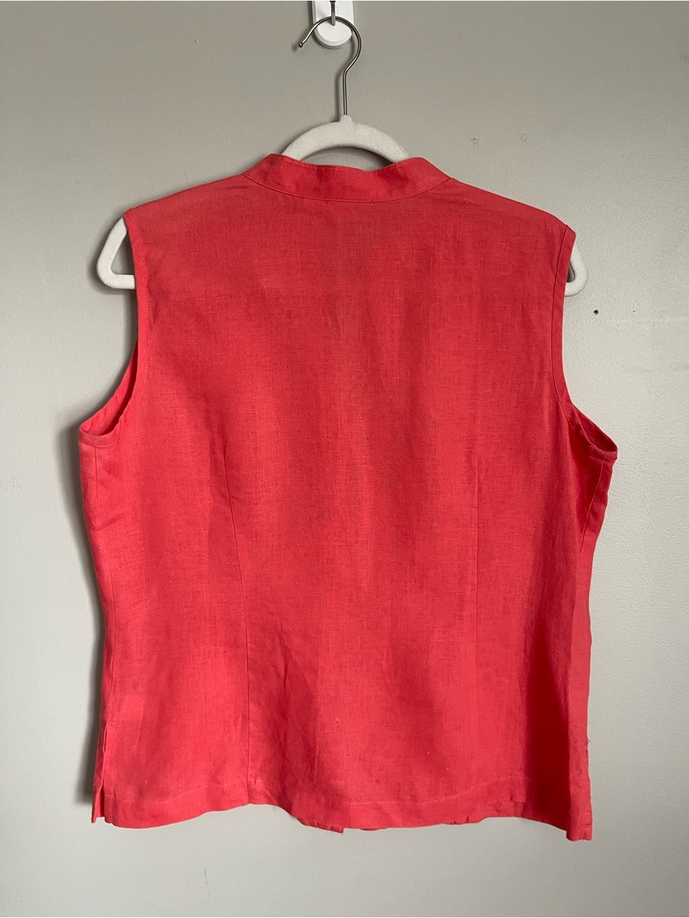 KIM ROGERS Coral 100% Linen Sleeveless Button-Front Shirt Sz M - Picture 5 of 8